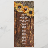 Rustikales Hochzeitsprogramm für Holz und Sonnenbl Programm (Rückseite)