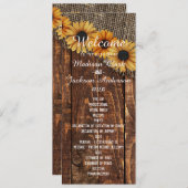 Rustikales Hochzeitsprogramm für Holz und Sonnenbl Programm (Vorne/Hinten)