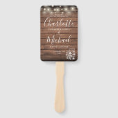 Rustikales Hochzeitsprogramm für Holzschnitte Fächer (Vorderseite)