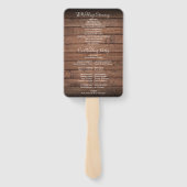 Rustikales Hochzeitsprogramm für Holzschnitte Fächer (Rückseite)