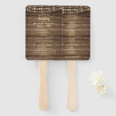 Rustikales Hochzeitsprogramm für Holzschnitte Fächer (Vorne und Hinten)