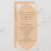 Rustikales Hochzeitsprogramm für Lace & Burlap Programm (Vorne/Hinten)