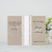 Rustikales Hochzeitsprogramm für Lace & Burlap Whi (Stehend Vorderseite)