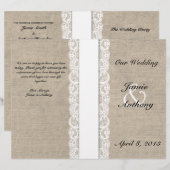 Rustikales Hochzeitsprogramm für Lace & Burlap Whi (Vorne/Hinten)