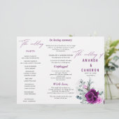 Rustikales Hochzeitsprogramm für Lila Blüten (Stehend Vorderseite)