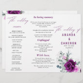Rustikales Hochzeitsprogramm für Lila Blüten (Vorne/Hinten)