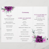 Rustikales Hochzeitsprogramm für Lila Blüten (Rückseite)