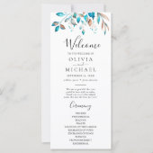 Rustikales Hochzeitsprogramm für Navy Moderne Grün (Vorderseite)