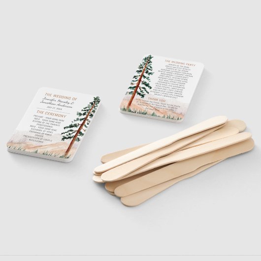Rustikales Hochzeitsprogramm für Pinienbäume Fächer (Non-assembled)