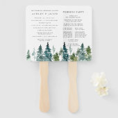 Rustikales Hochzeitsprogramm für Pinienwälder Fächer (Vorne und Hinten)