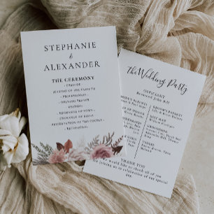 Rustikales Hochzeitsprogramm für Rose