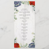 Rustikales Hochzeitsprogramm für Rote Blüte Programm (Rückseite)