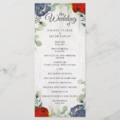 Rustikales Hochzeitsprogramm für Rote Blüte Programm (Vorderseite)