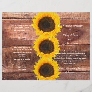 Rustikales Hochzeitsprogramm für Sonnenblumen