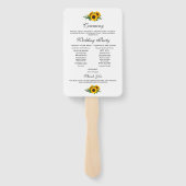 Rustikales Hochzeitsprogramm für Sonnenblumen und Fächer (Rückseite)