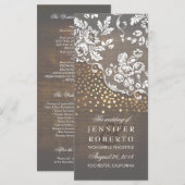 Rustikales Hochzeitsprogramm für Spitzen und Holz Programm (Vorne/Hinten)