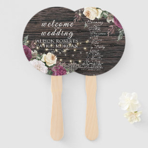 Rustikales Hochzeitsprogramm für Spitzenflöten Fächer