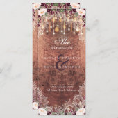 Rustikales Hochzeitsprogramm für Spitzenholz Programm (Vorne/Hinten)