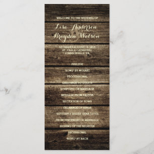 Rustikales Hochzeitsprogramm für Stallholz Programm