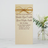 Rustikales Hochzeitsprogramm für Twine Bow Programm (Stehend Vorderseite)