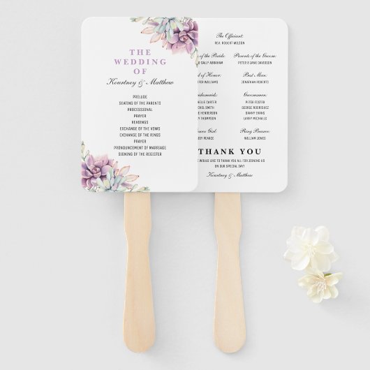 Rustikales Hochzeitsprogramm für Wasserfarben Fächer (Vorne und Hinten)