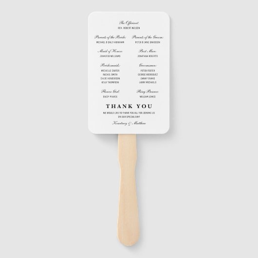 Rustikales Hochzeitsprogramm für Wasserfarben Fächer (Rückseite)