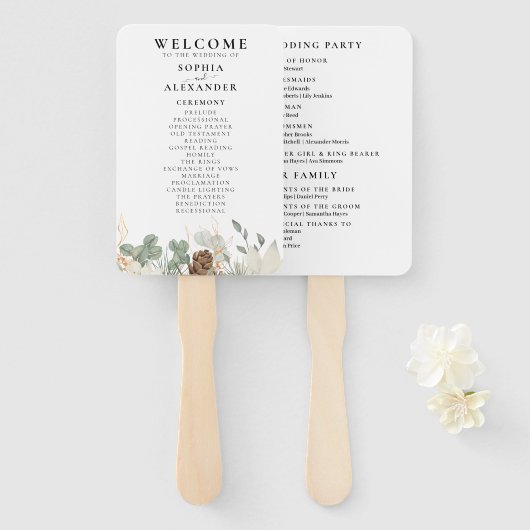 Rustikales Hochzeitsprogramm für Wasserfarben Set  Fächer (Vorne und Hinten)