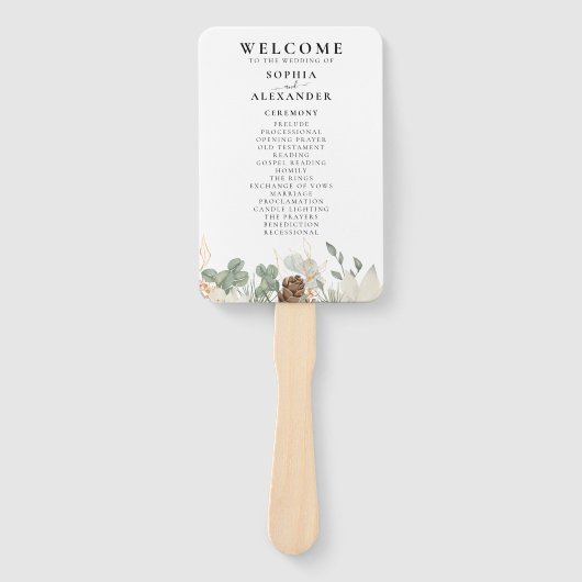 Rustikales Hochzeitsprogramm für Wasserfarben Set  Fächer (Vorderseite)