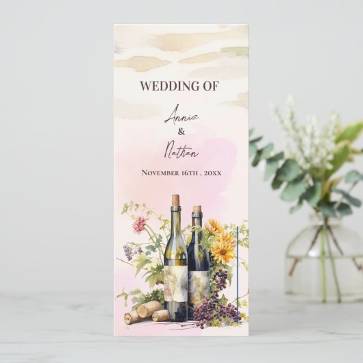 Rustikales Hochzeitsprogramm für Weinkeller mit We Einladung (Stehend Vorderseite)