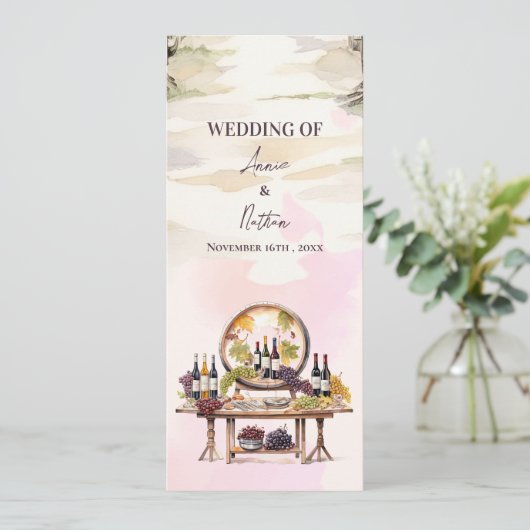 Rustikales Hochzeitsprogramm für Weinkeller mit We Einladung (Stehend Vorderseite)