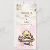 Rustikales Hochzeitsprogramm für Weinkeller mit We Einladung (Vorderseite)