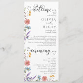 Rustikales Hochzeitsprogramm für Wildblumen im Gar Programm (Vorderseite)