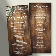 Rustikales Hochzeitsprogramm Grünzeug Eukalyptus