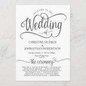 Rustikales Hochzeitsprogramm Kalligrafie-Design v3 Programm (Vorderseite)