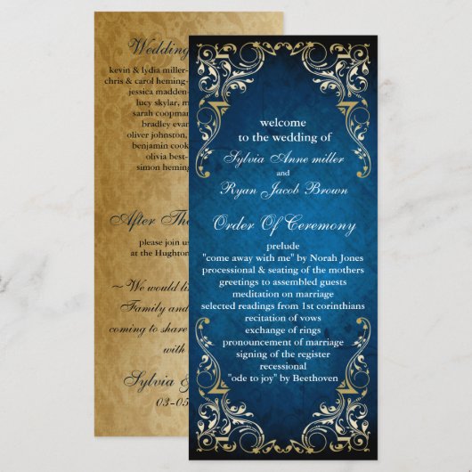 rustikales Hochzeitsprogramm "marineblau" Programm (Vorne/Hinten)