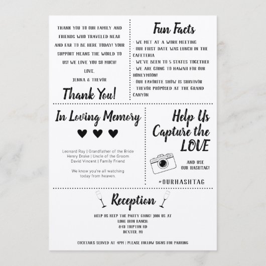 Rustikales Hochzeitsprogramm mit Symbolen Programm (Rückseite)