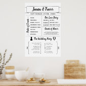 Rustikales Hochzeitsprogramm mit Symbolplakat Poster (Küche)