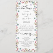 Rustikales Hochzeitsprogramm mit Wildblumenflorist Menükarte (Vorderseite)