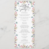 Rustikales Hochzeitsprogramm mit Wildblumenflorist Menükarte (Rückseite)