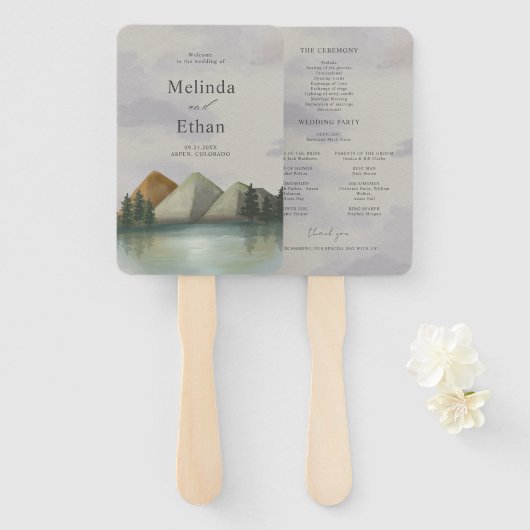 Rustikales Hochzeitsprogramm "Mountain & Lake Ever Fächer (Vorne und Hinten)