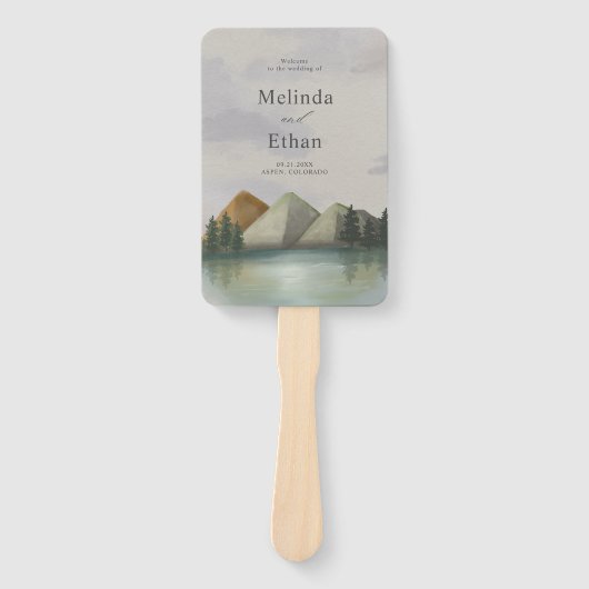 Rustikales Hochzeitsprogramm "Mountain & Lake Ever Fächer (Vorderseite)