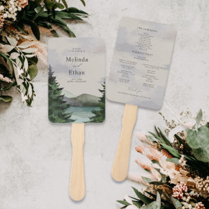 Rustikales Hochzeitsprogramm "Mountain & Lake Ever Fächer