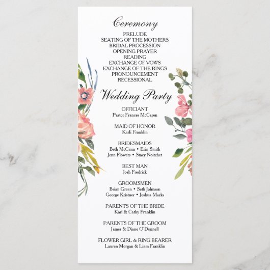 Rustikales Hochzeitsprogramm Programm (Rückseite)