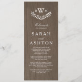 Rustikales Hochzeitsprogramm Programm (Vorderseite)