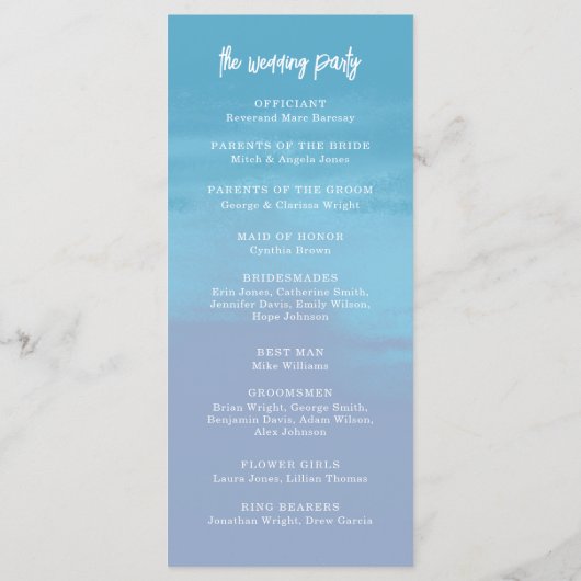 Rustikales Hochzeitsprogramm Programm (Rückseite)