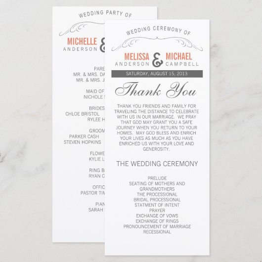 Rustikales Hochzeitsprogramm Programm (Vorne/Hinten)