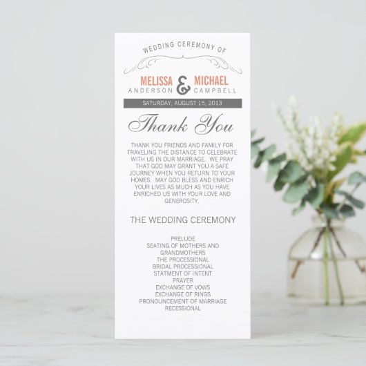 Rustikales Hochzeitsprogramm Programm (Stehend Vorderseite)