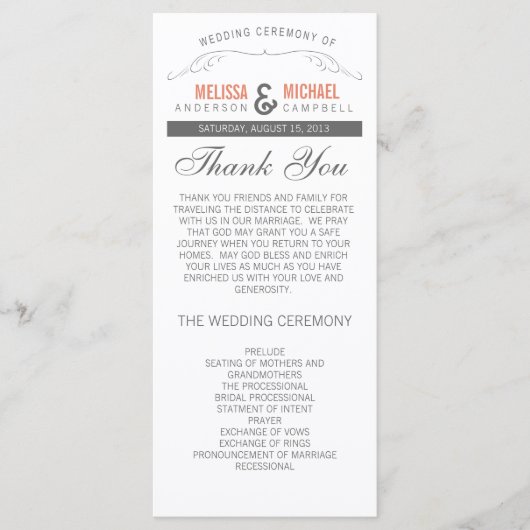 Rustikales Hochzeitsprogramm Programm (Vorderseite)