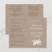 Rustikales Hochzeitsprogramm, Reihenfolge der Dien (Vorne/Hinten)