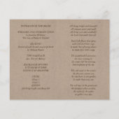 Rustikales Hochzeitsprogramm, Reihenfolge der Dien (Rückseite)